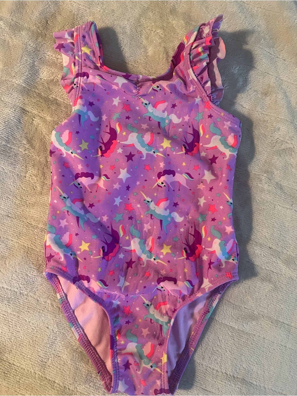 Cat & Jack Pink Unicorn Print Ruffle-Strap One-Piece